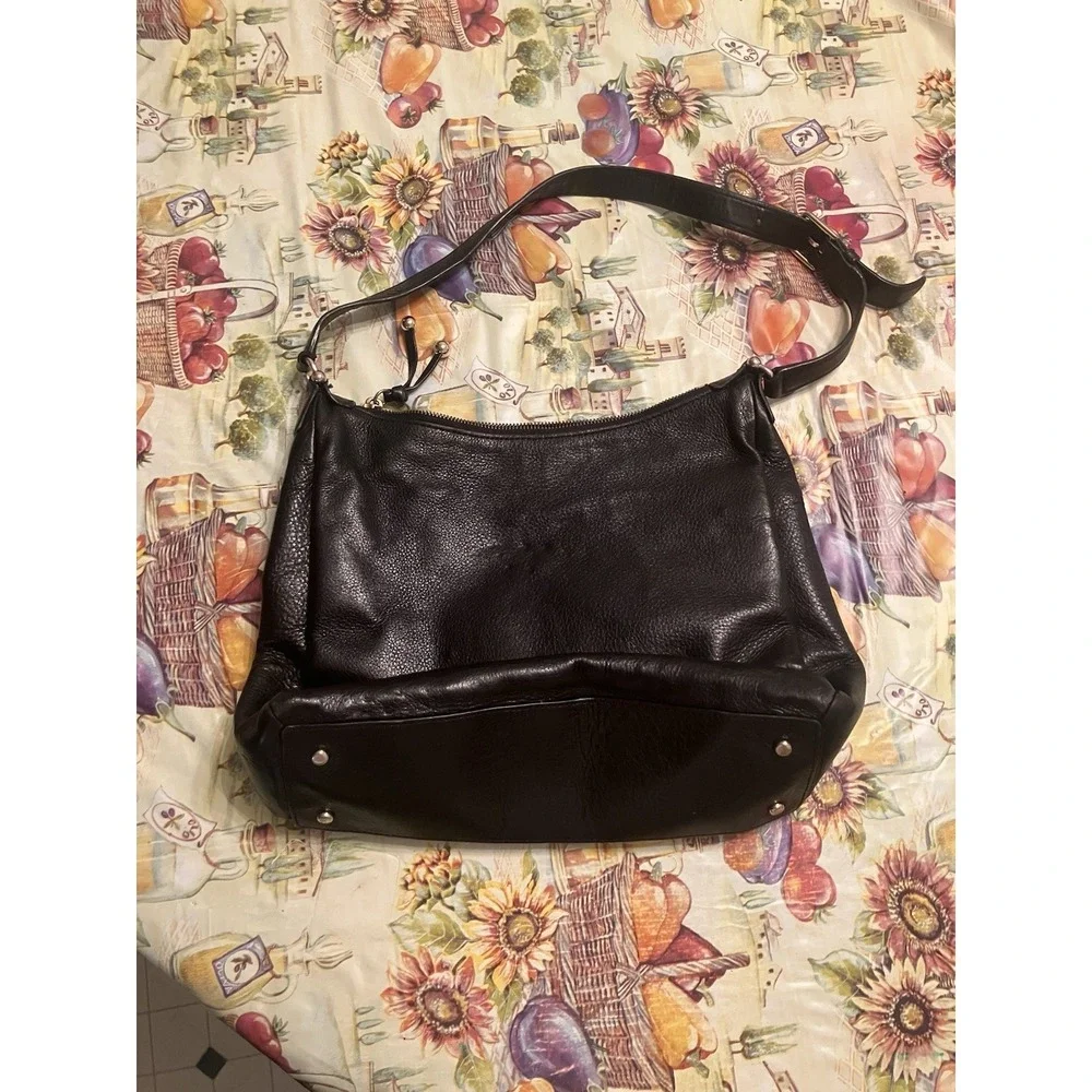 Kate Spade New York Black Pebbled Leather Hobo Shoulder Bag Silver Hardware